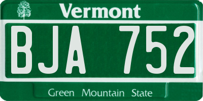 VT license plate BJA752