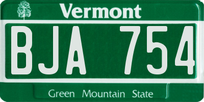 VT license plate BJA754