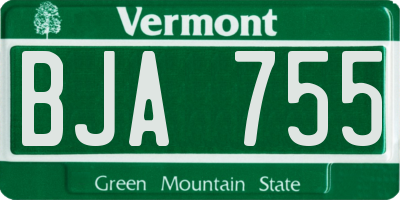 VT license plate BJA755
