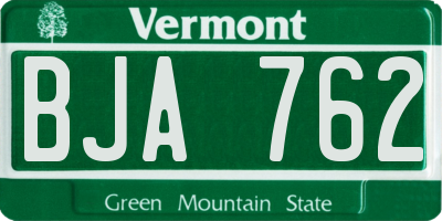VT license plate BJA762