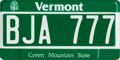 VT license plate BJA777