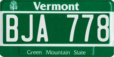 VT license plate BJA778