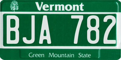 VT license plate BJA782