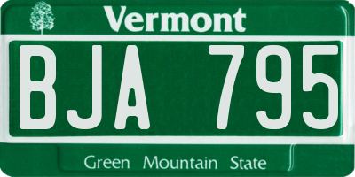 VT license plate BJA795