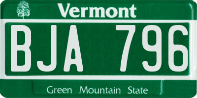 VT license plate BJA796