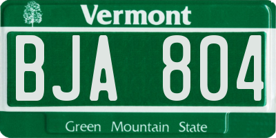 VT license plate BJA804