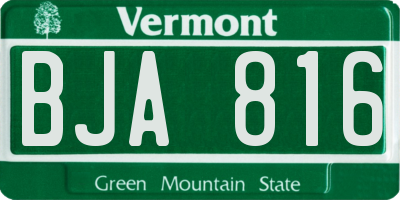 VT license plate BJA816