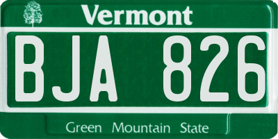 VT license plate BJA826