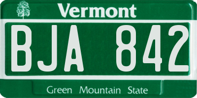 VT license plate BJA842
