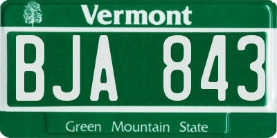 VT license plate BJA843