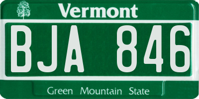 VT license plate BJA846