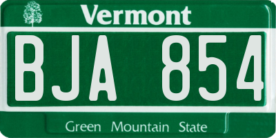 VT license plate BJA854