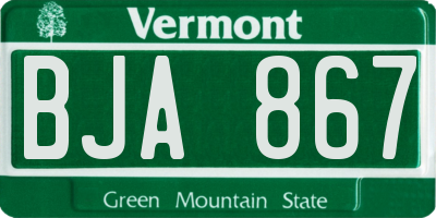VT license plate BJA867