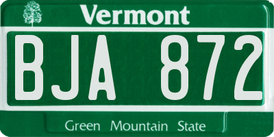 VT license plate BJA872