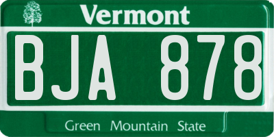 VT license plate BJA878
