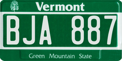 VT license plate BJA887
