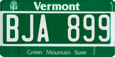 VT license plate BJA899