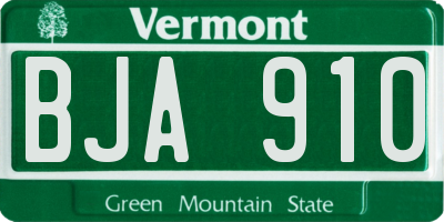 VT license plate BJA910