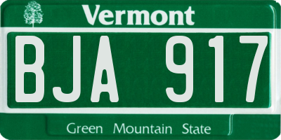 VT license plate BJA917