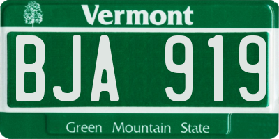 VT license plate BJA919