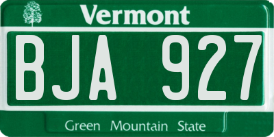 VT license plate BJA927