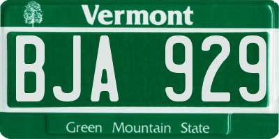 VT license plate BJA929