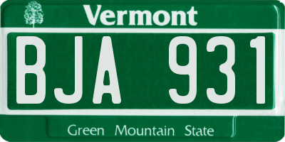 VT license plate BJA931