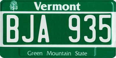 VT license plate BJA935