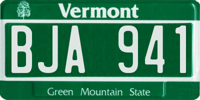 VT license plate BJA941