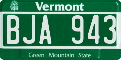 VT license plate BJA943