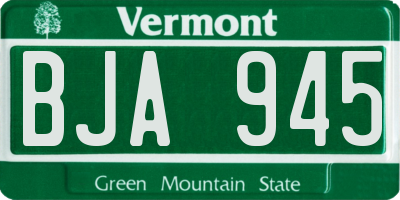 VT license plate BJA945