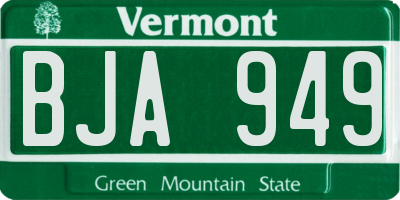 VT license plate BJA949