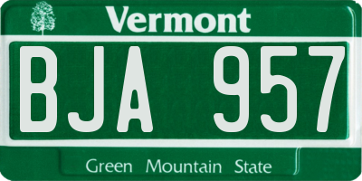 VT license plate BJA957