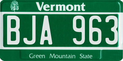 VT license plate BJA963