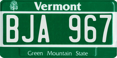 VT license plate BJA967