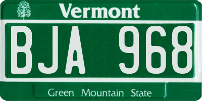 VT license plate BJA968