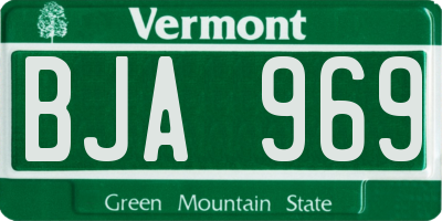 VT license plate BJA969