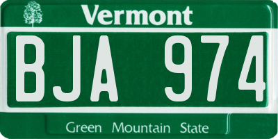 VT license plate BJA974
