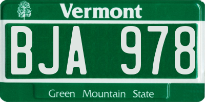 VT license plate BJA978