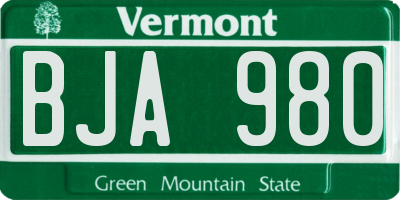 VT license plate BJA980