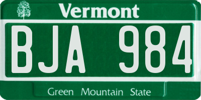 VT license plate BJA984