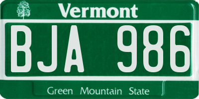 VT license plate BJA986