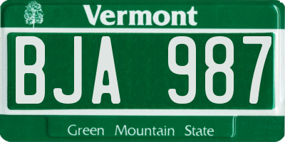 VT license plate BJA987
