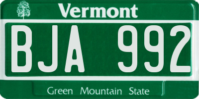 VT license plate BJA992