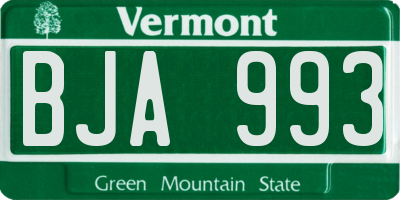 VT license plate BJA993