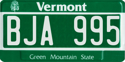 VT license plate BJA995