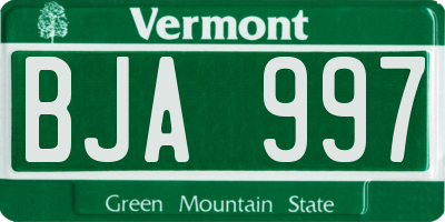VT license plate BJA997