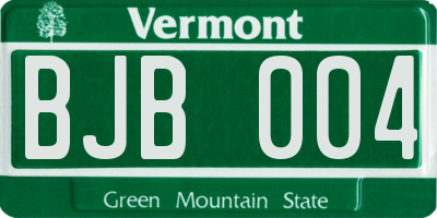 VT license plate BJB004