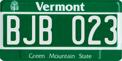 VT license plate BJB023