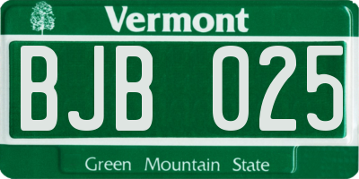 VT license plate BJB025